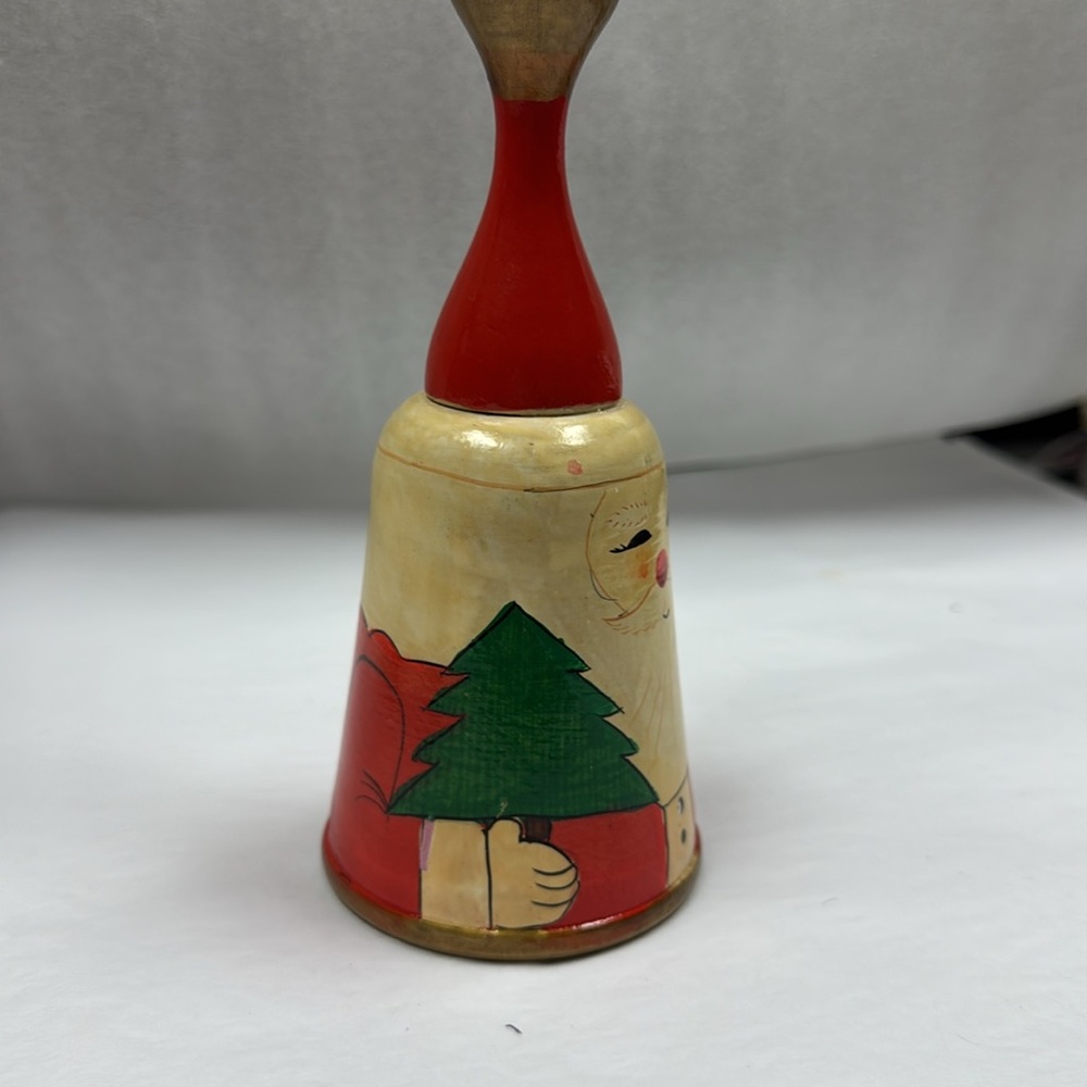 Vintage Wooden Santa bell - Picture 2 of 4